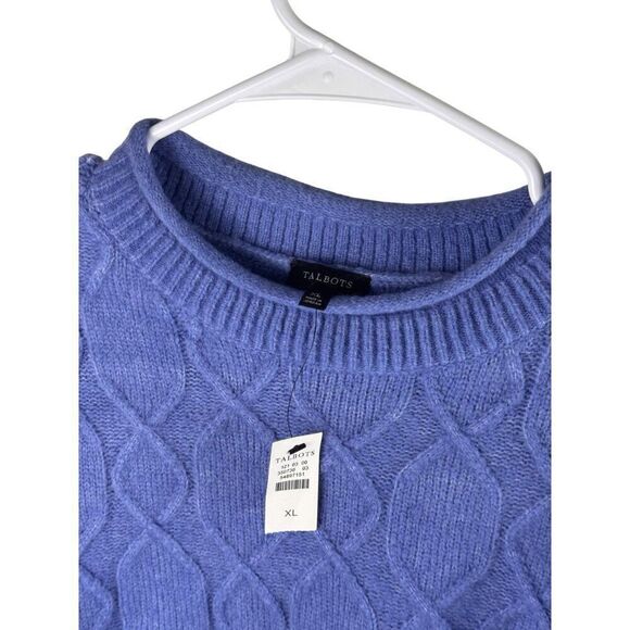 Talbots XL Cable Knit Sweater Blue Acrylic & Wool Blend Womens Stylish Pullover - Picture 5 of 9